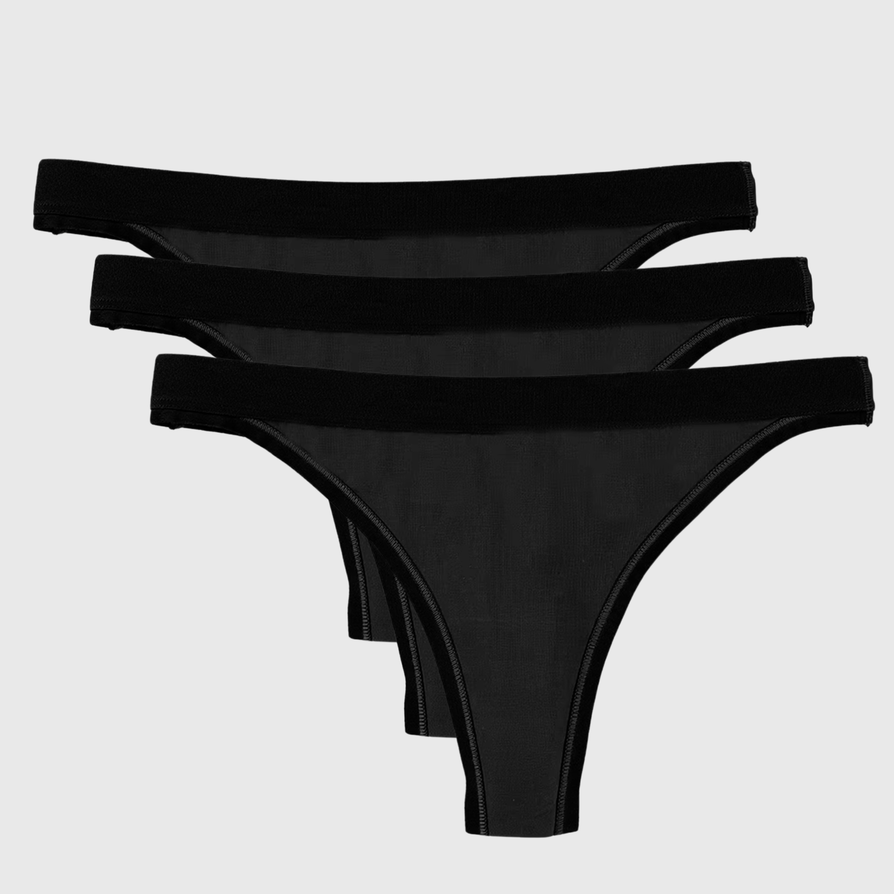 Ultimate Gainz | Seamless Tanga Pack de 3 – Negro