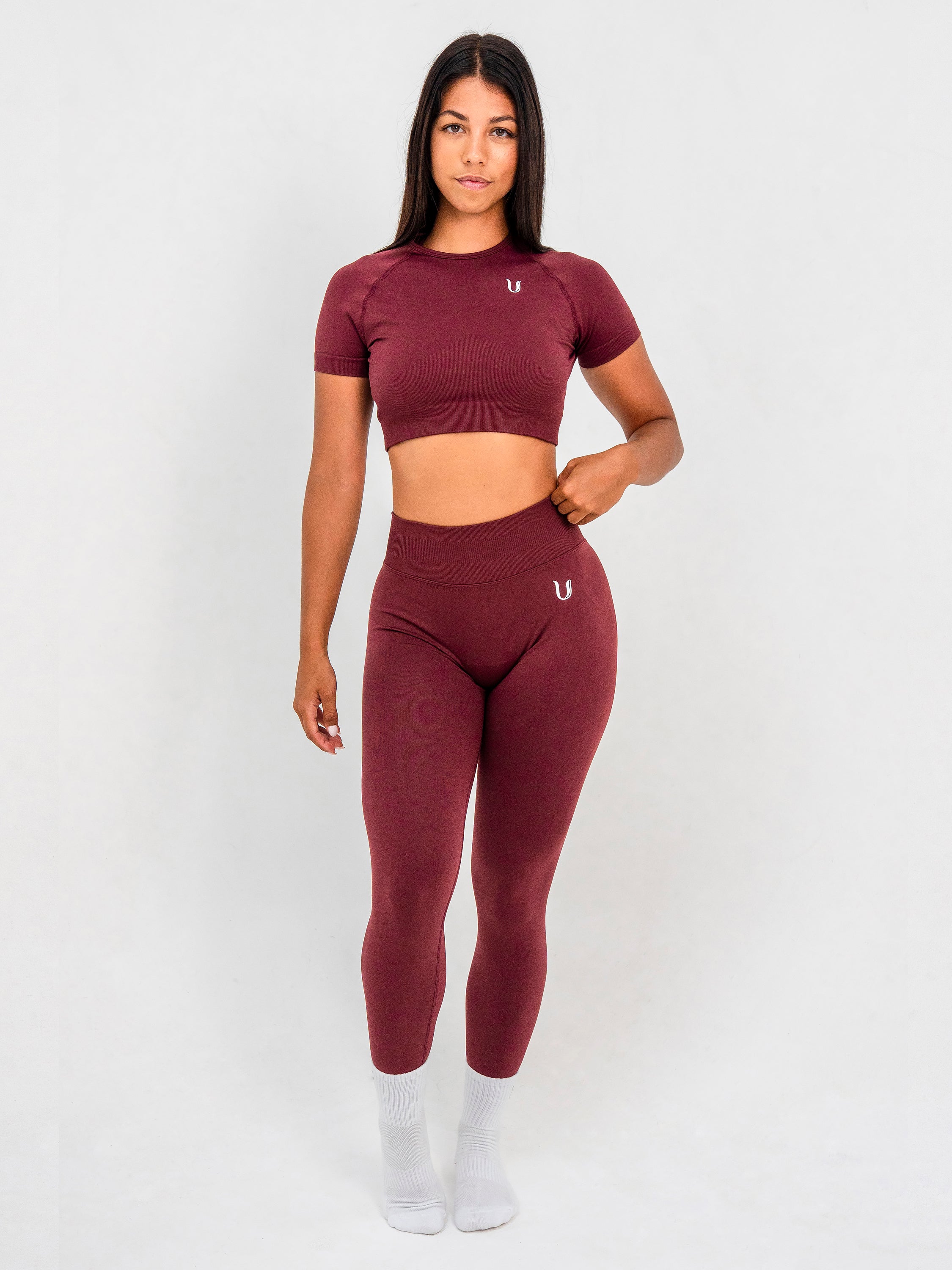Luna | Crop Top Sin Costuras Premium - Burdeos
