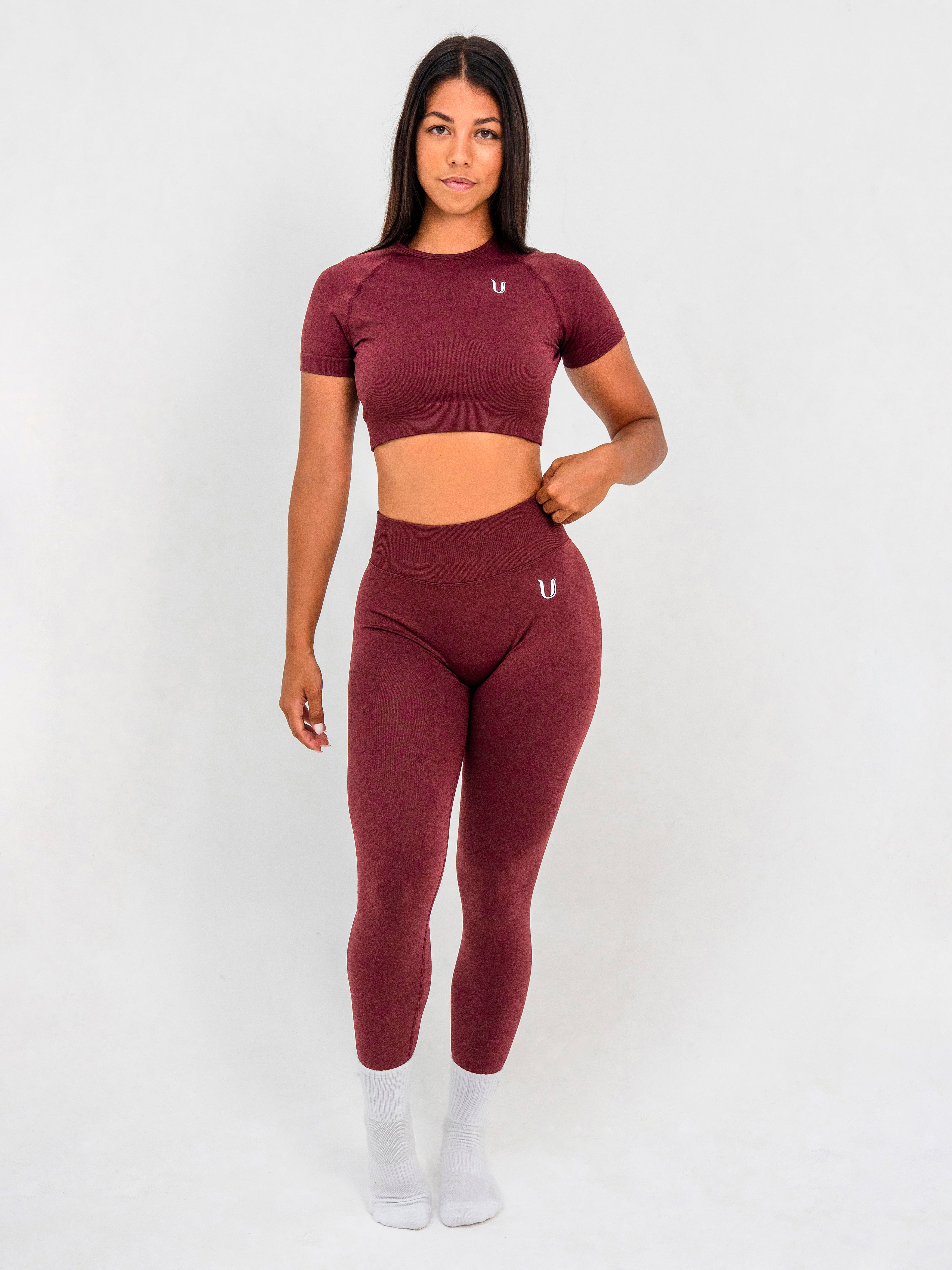 Luna | Legging Scrunch Sin Costuras Premium - Burdeos