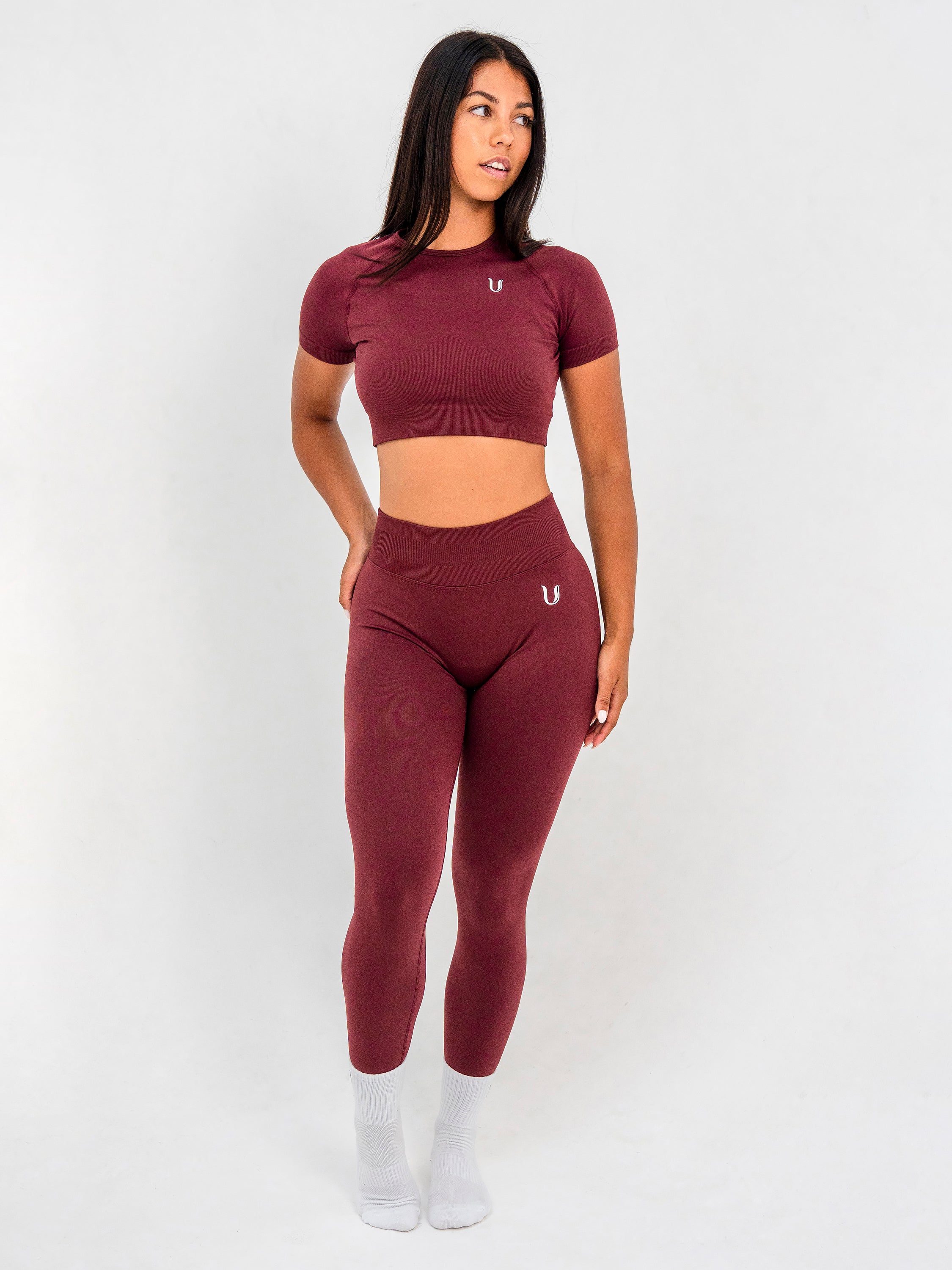 Luna | Crop Top Sin Costuras Premium - Burdeos