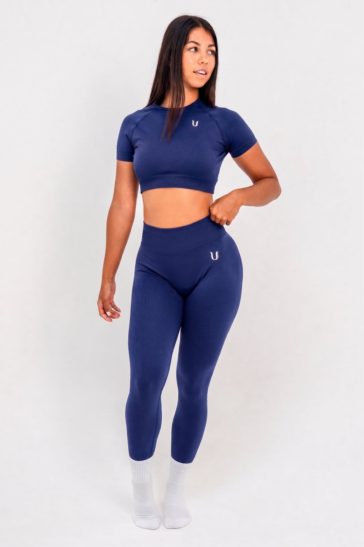 Luna | Premium Seamless Crop Top - Azul oscuro