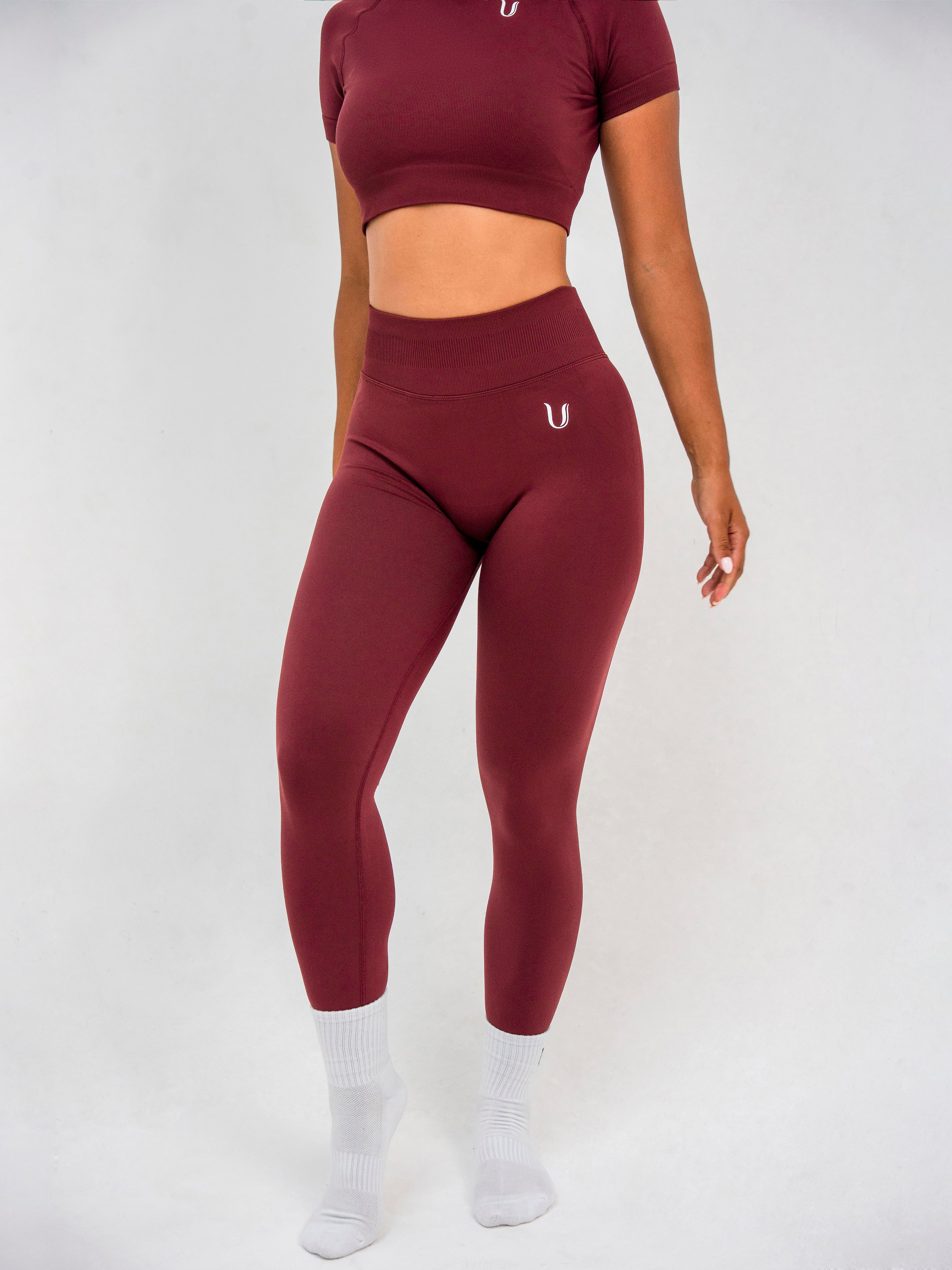 Luna | Legging Scrunch Sin Costuras Premium - Burdeos