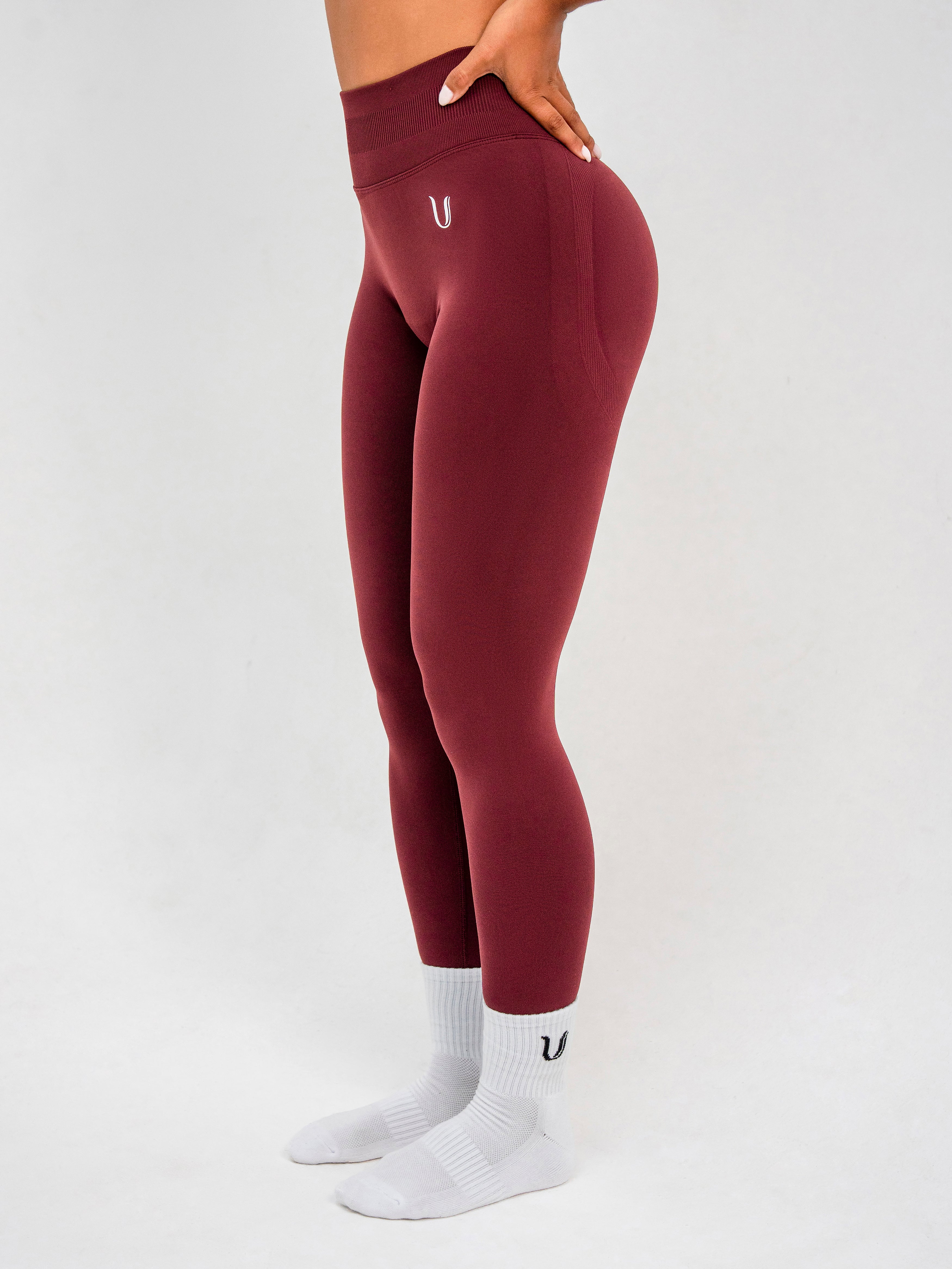 Luna | Legging Scrunch Sin Costuras Premium - Burdeos