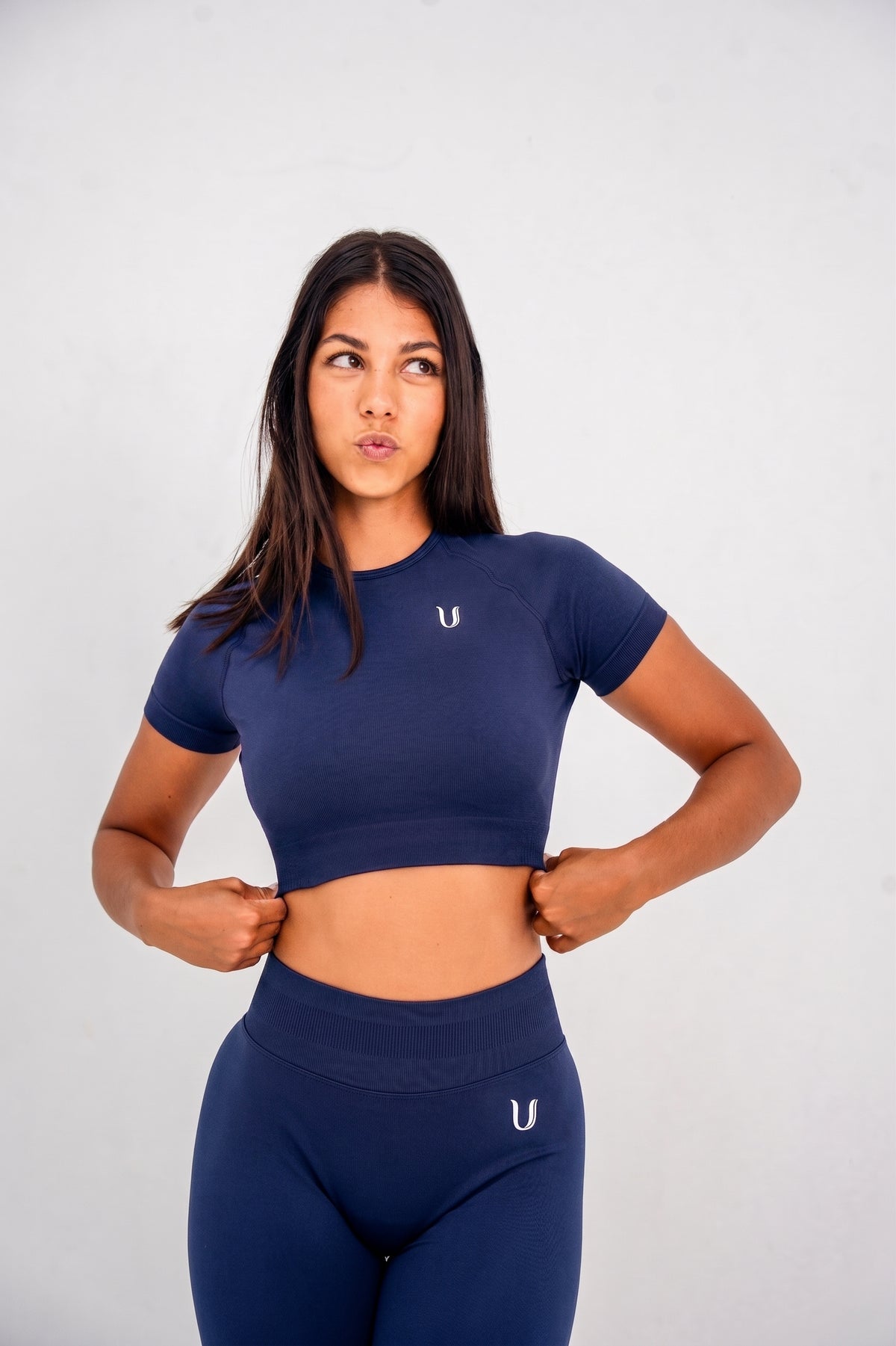 Luna | Premium Seamless Crop Top - Azul oscuro