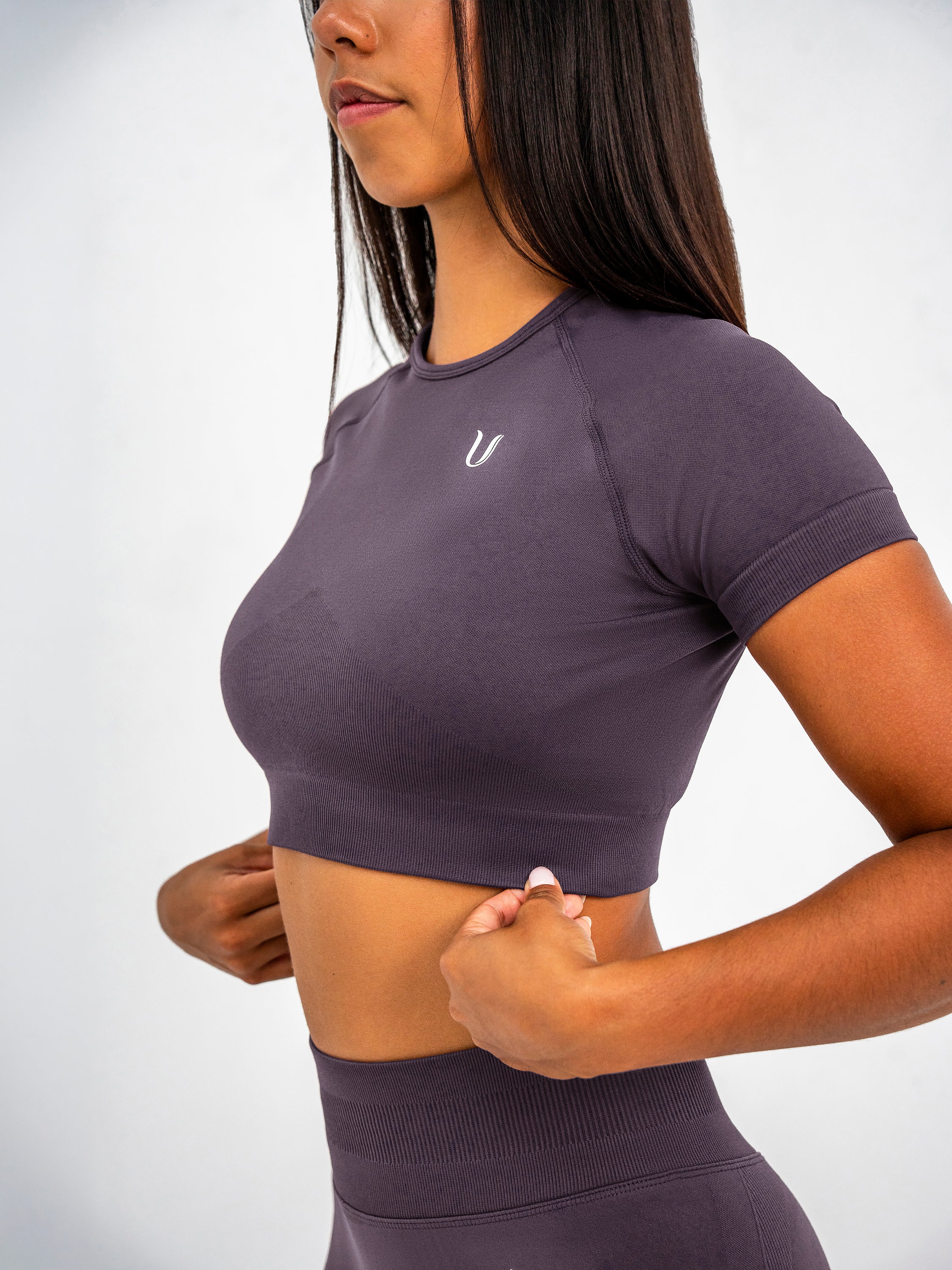 Luna | Crop Top Sin Costuras Premium - Lila empolvado