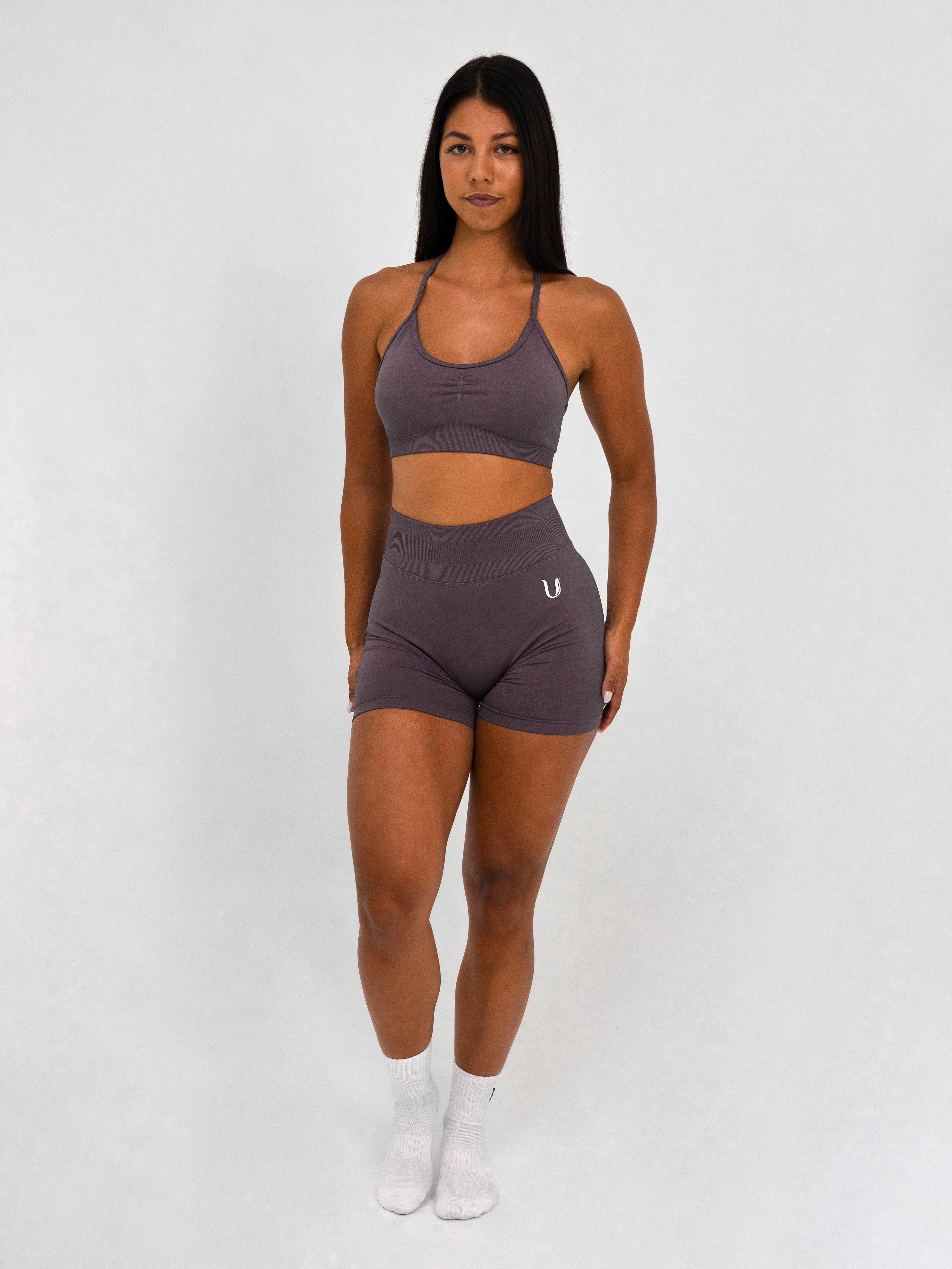 Luna | Short Scrunch Sin Costuras Premium - Lila empolvado