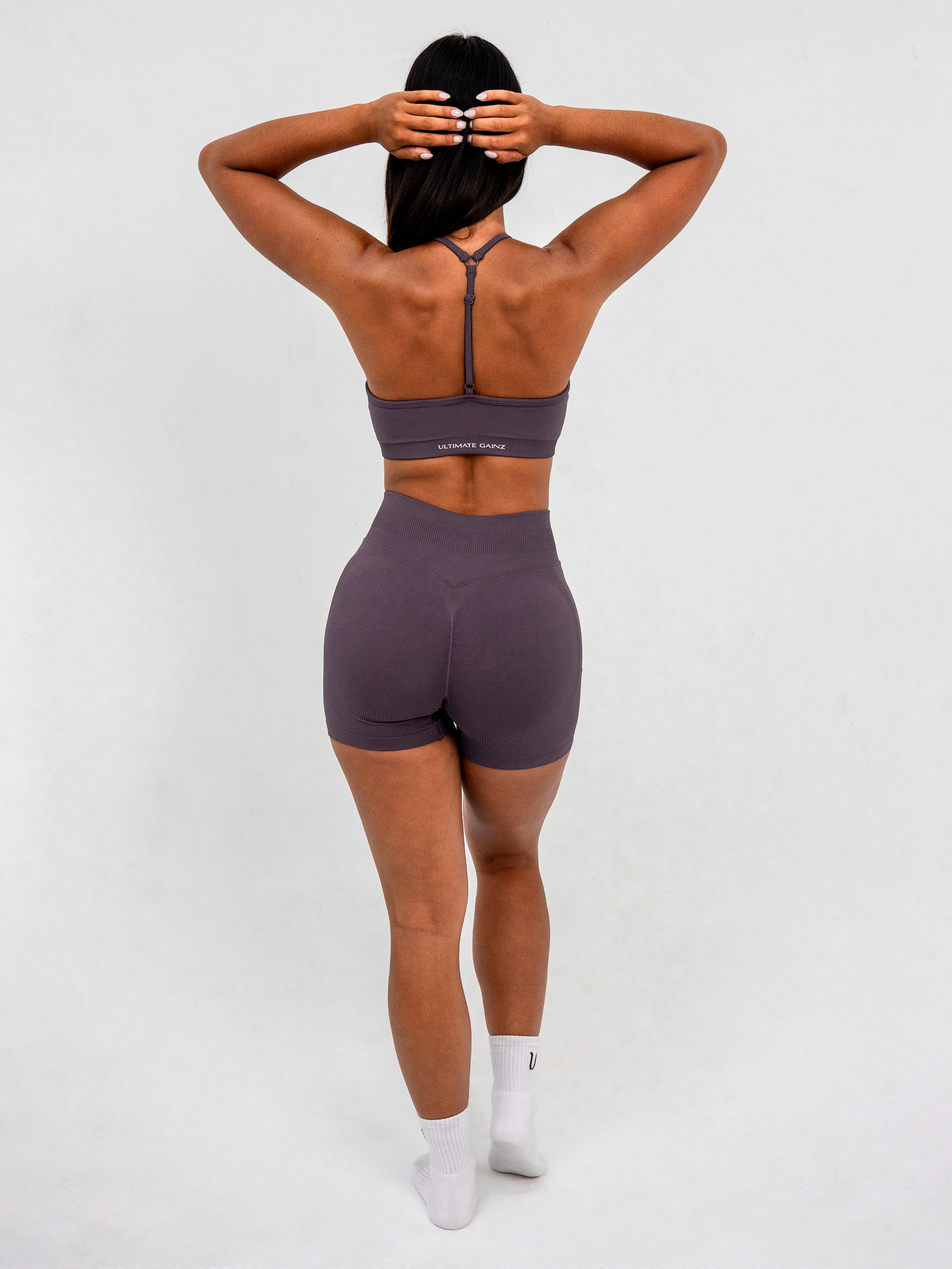 Luna | Short Scrunch Sin Costuras Premium - Lila empolvado
