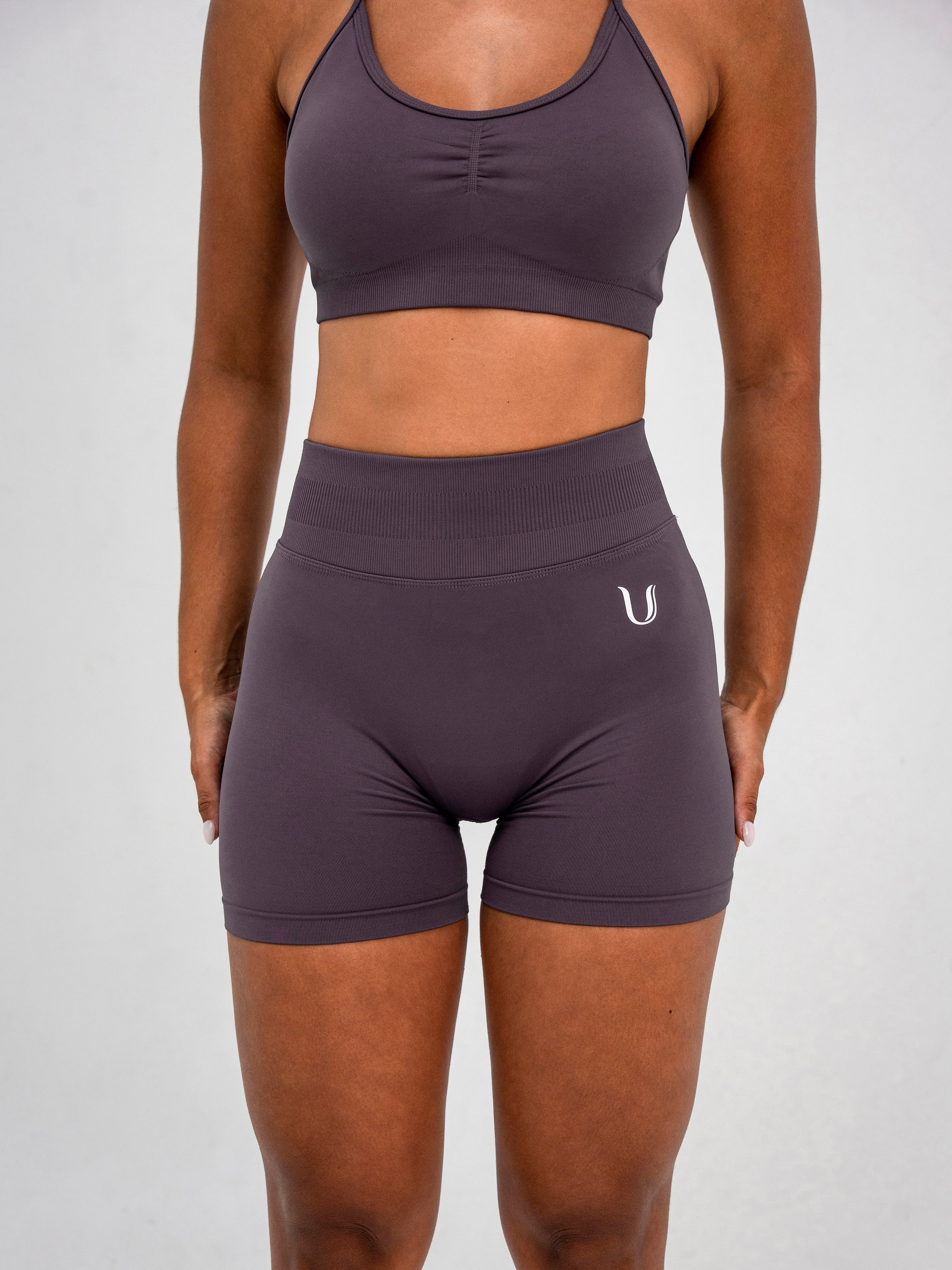 Luna | Short Scrunch Sin Costuras Premium - Lila empolvado