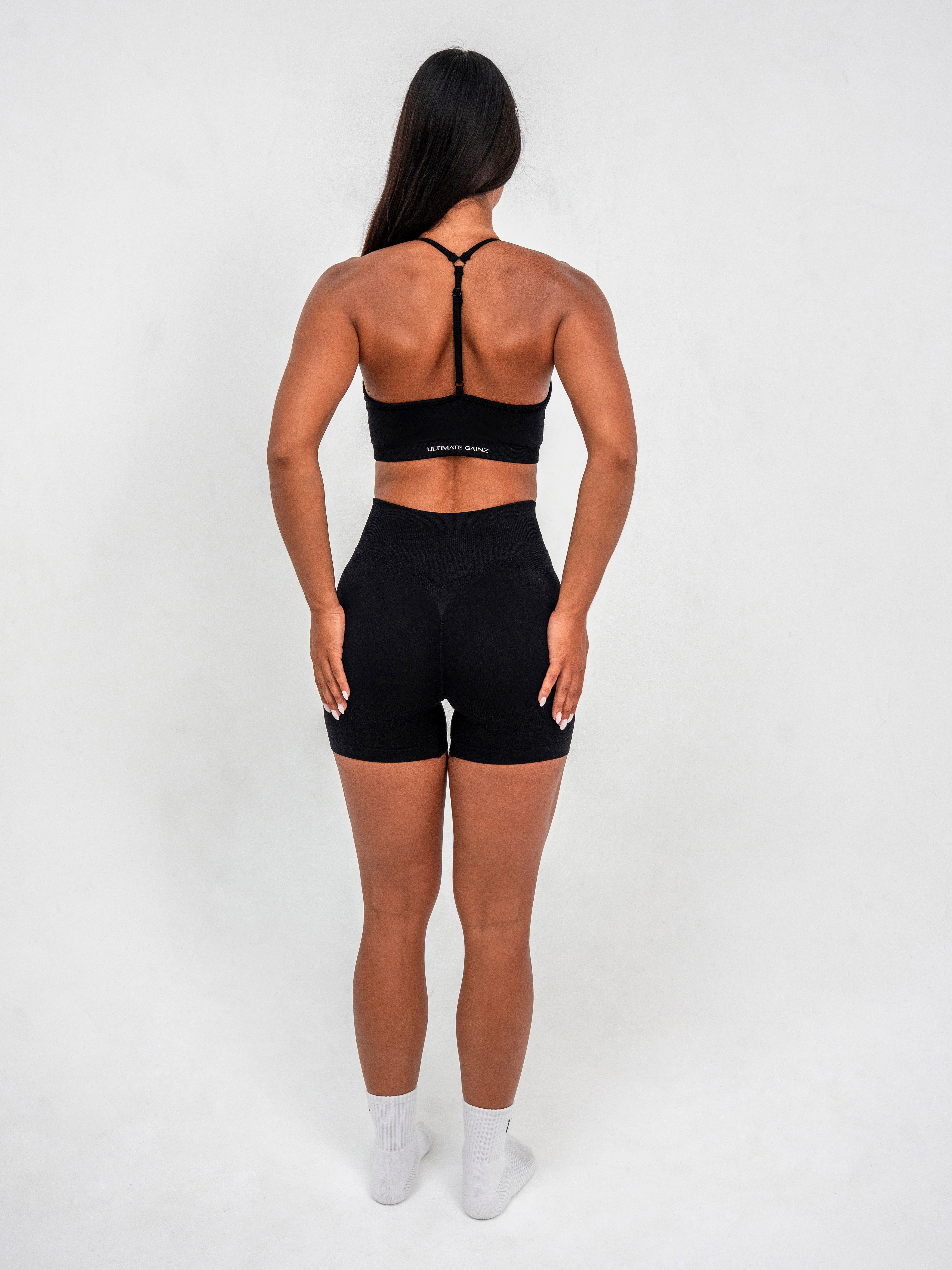 Luna | Short Scrunch Sin Costuras Premium - Negro