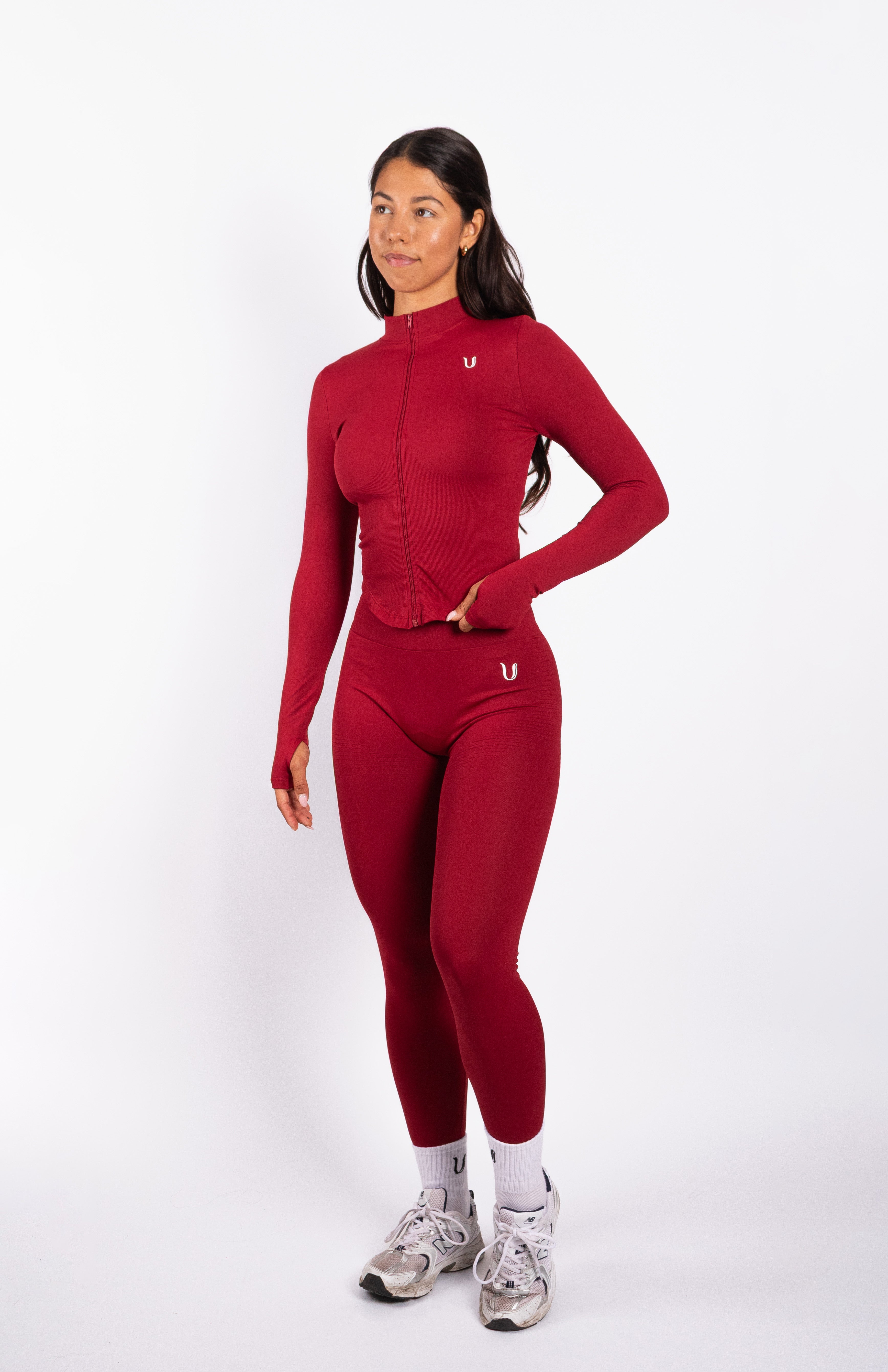 Bibi | Chaqueta con Cremallera Acanalada Seamless – Rojo