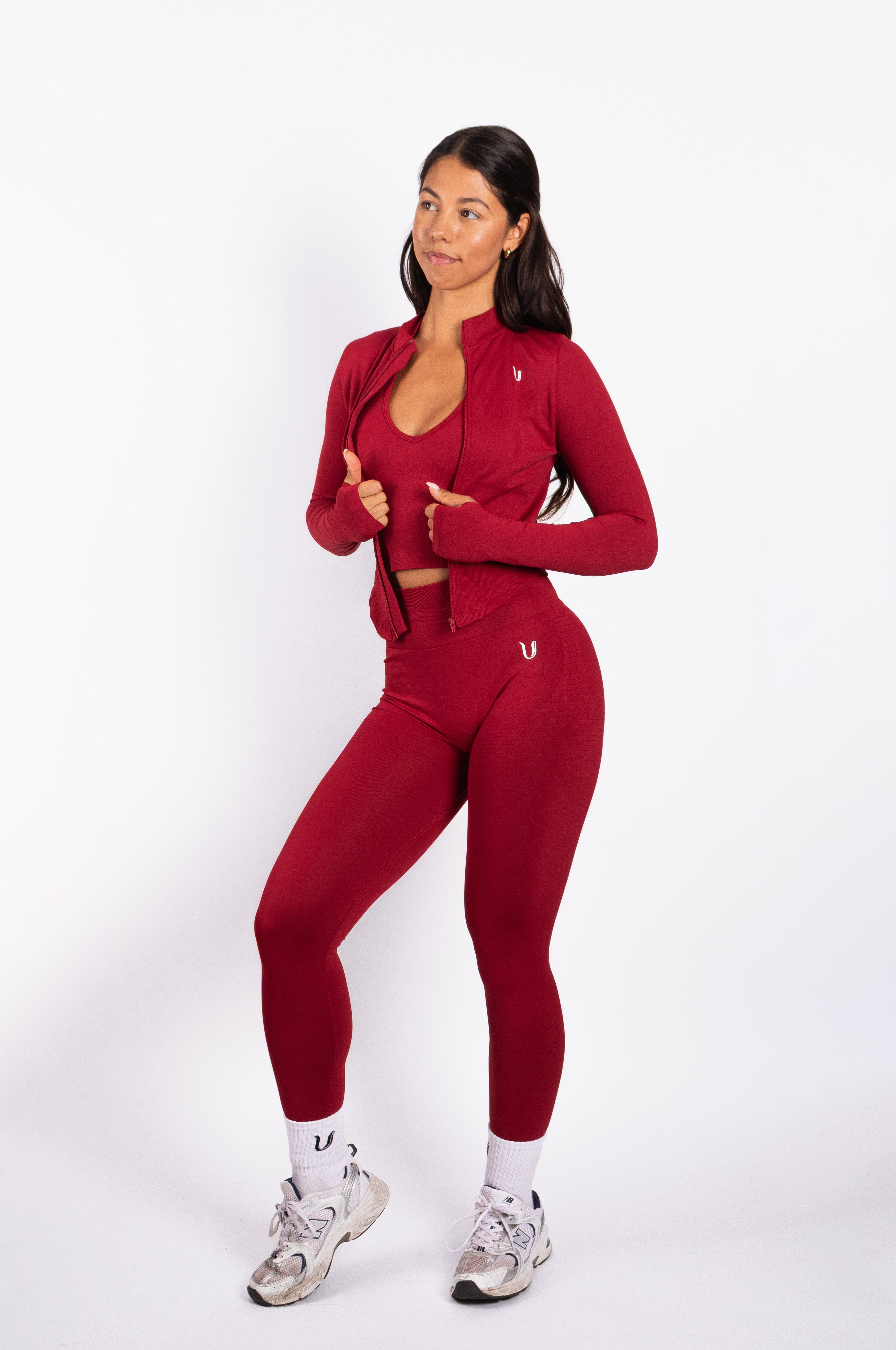 Bibi | Chaqueta con Cremallera Acanalada Seamless – Rojo