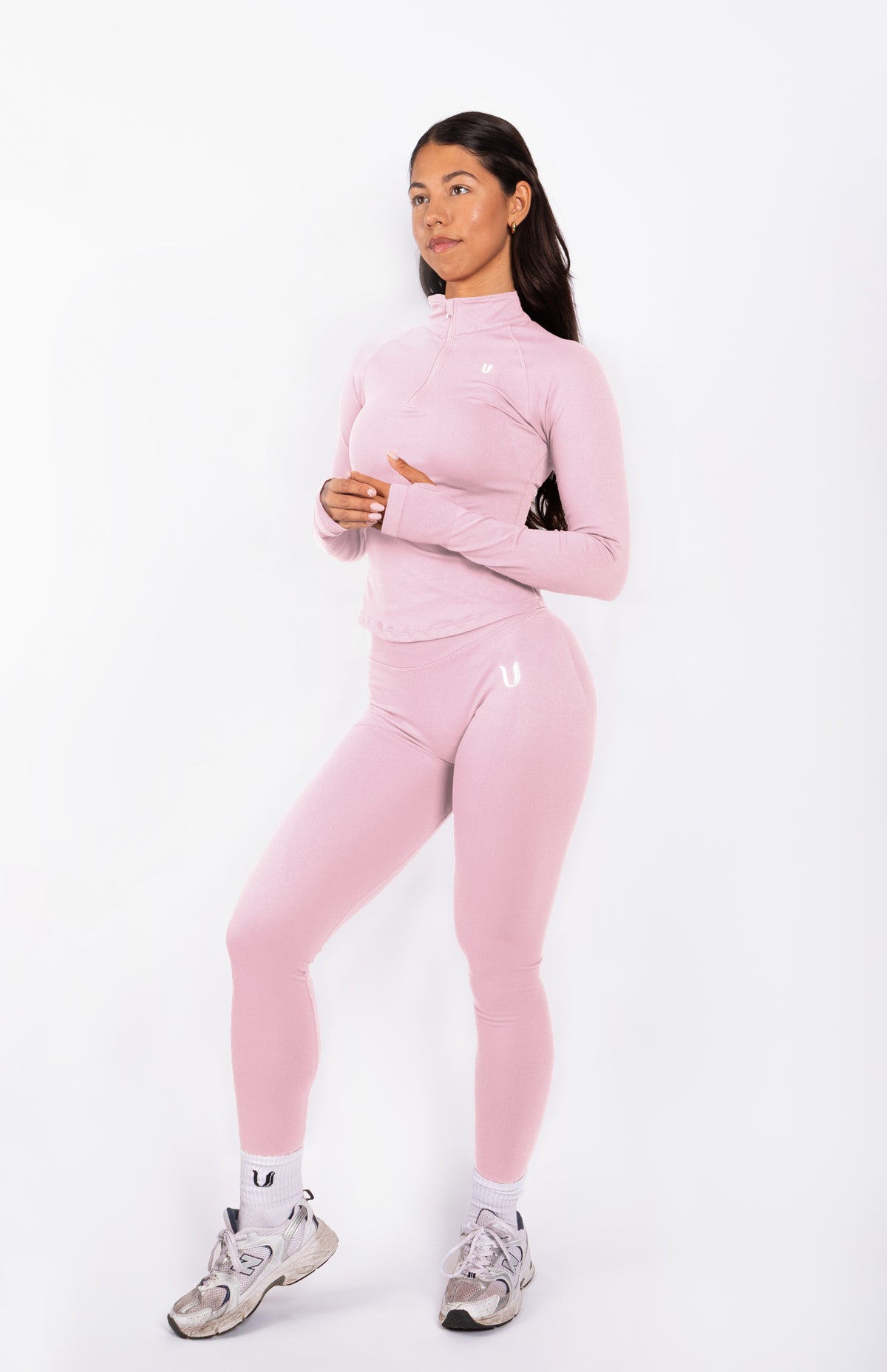Beau Half Zip Lange Mouwen Top Roze - Dames sportkleding afbeelding 6