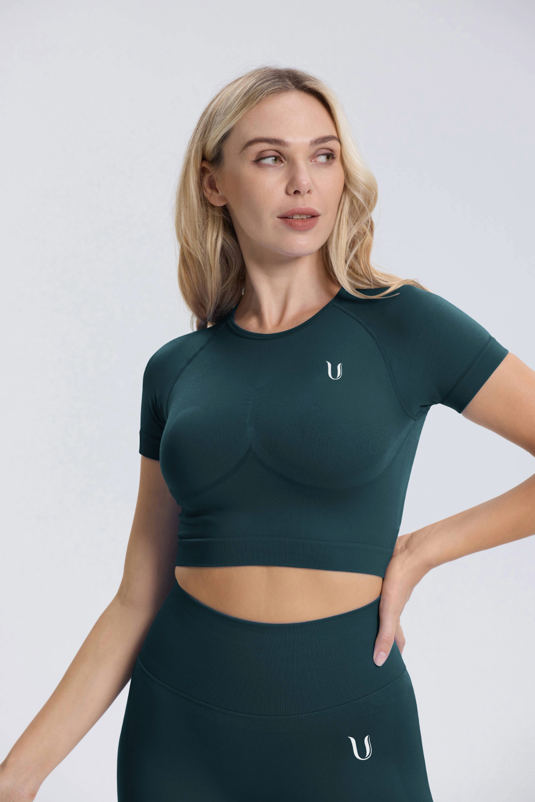 Leonie | Camiseta Crop Top Manga Corta - Verde azulado