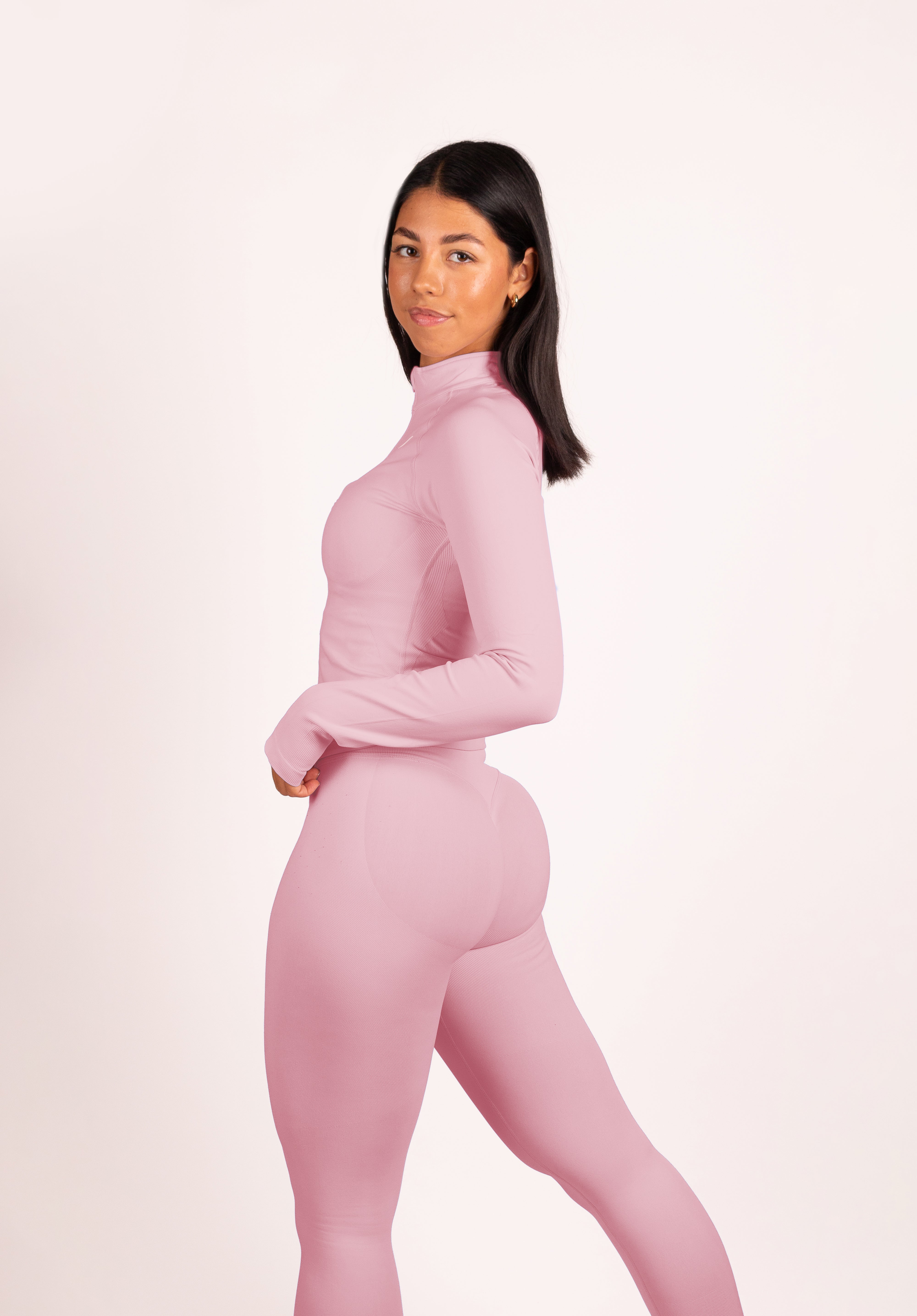 Beau Half Zip Lange Mouwen Top Roze - Dames sportkleding afbeelding 7