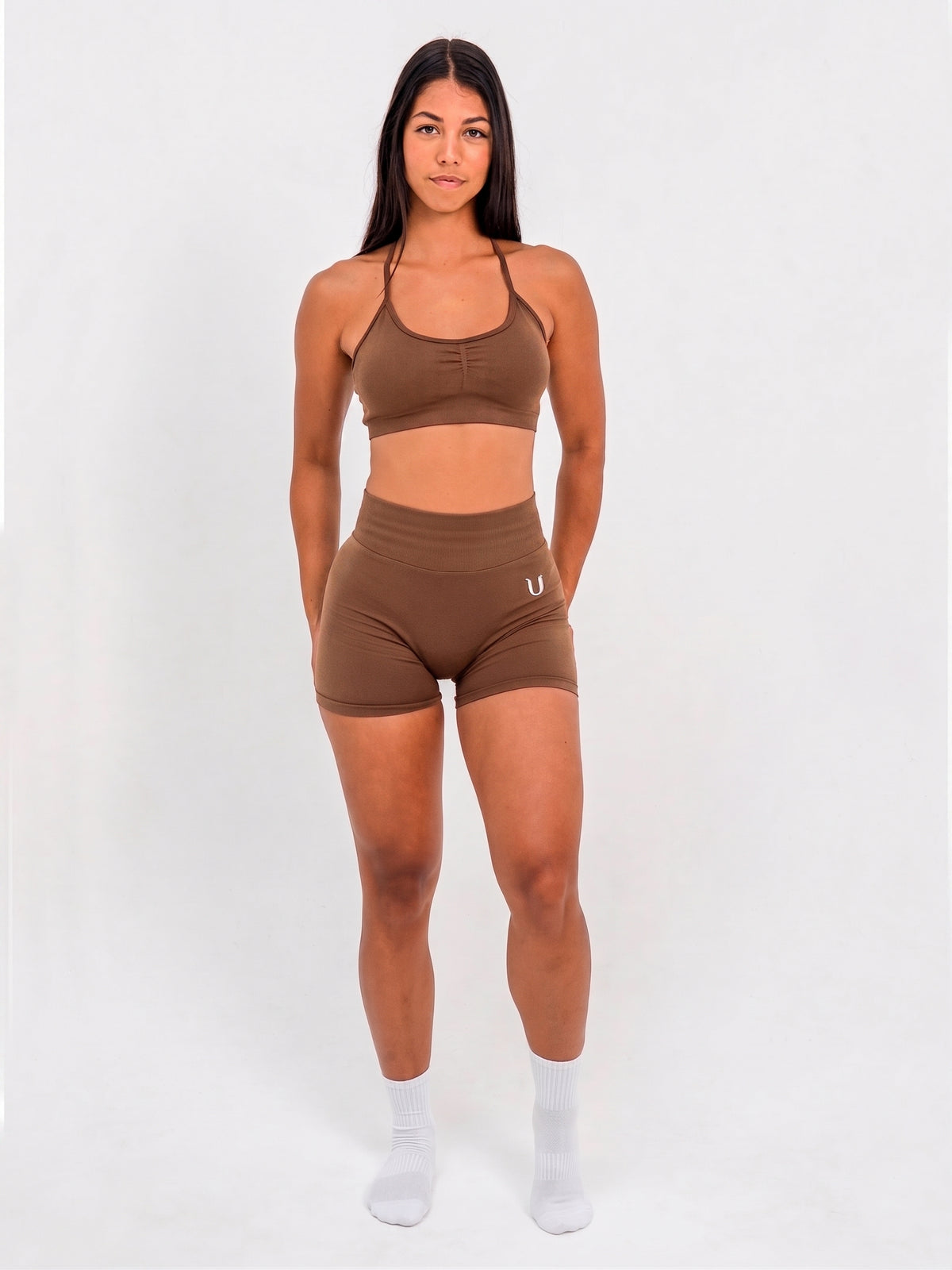 Luna | Premium Seamless Scrunch Short - Marrón