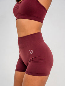 Luna | Short Scrunch Sin Costuras Premium - Burdeos