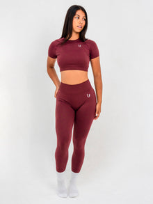 Luna | Crop Top Sin Costuras Premium - Burdeos