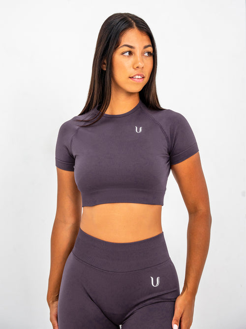 Luna | Crop Top Sin Costuras Premium - Lila empolvado