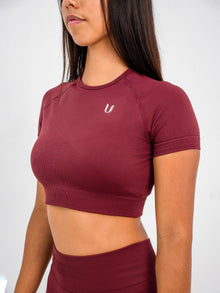 Luna | Crop Top Sin Costuras Premium - Burdeos