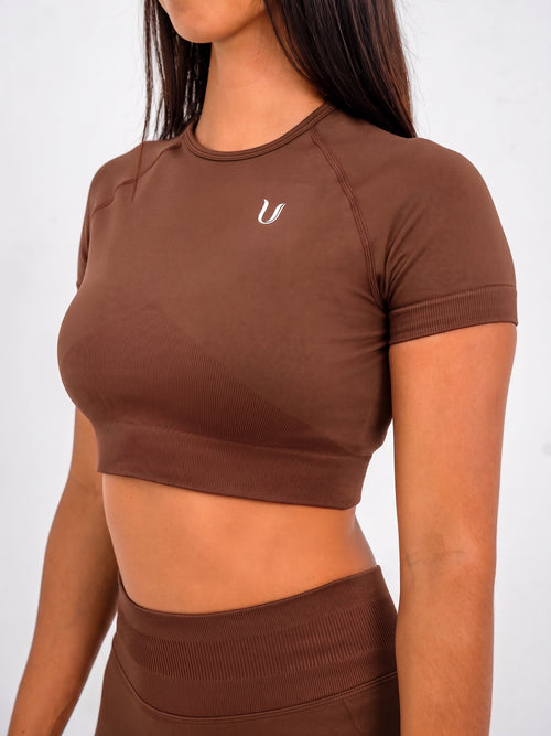 Luna | Premium Seamless Crop Top - Marrón
