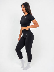 Luna | Crop Top Sin Costuras Premium - Negro