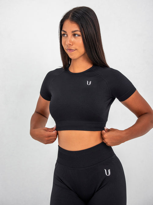 Luna | Crop Top Sin Costuras Premium - Negro