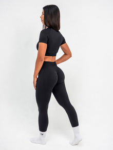 Luna | Crop Top Sin Costuras Premium - Negro