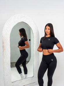 Luna | Crop Top Sin Costuras Premium - Negro
