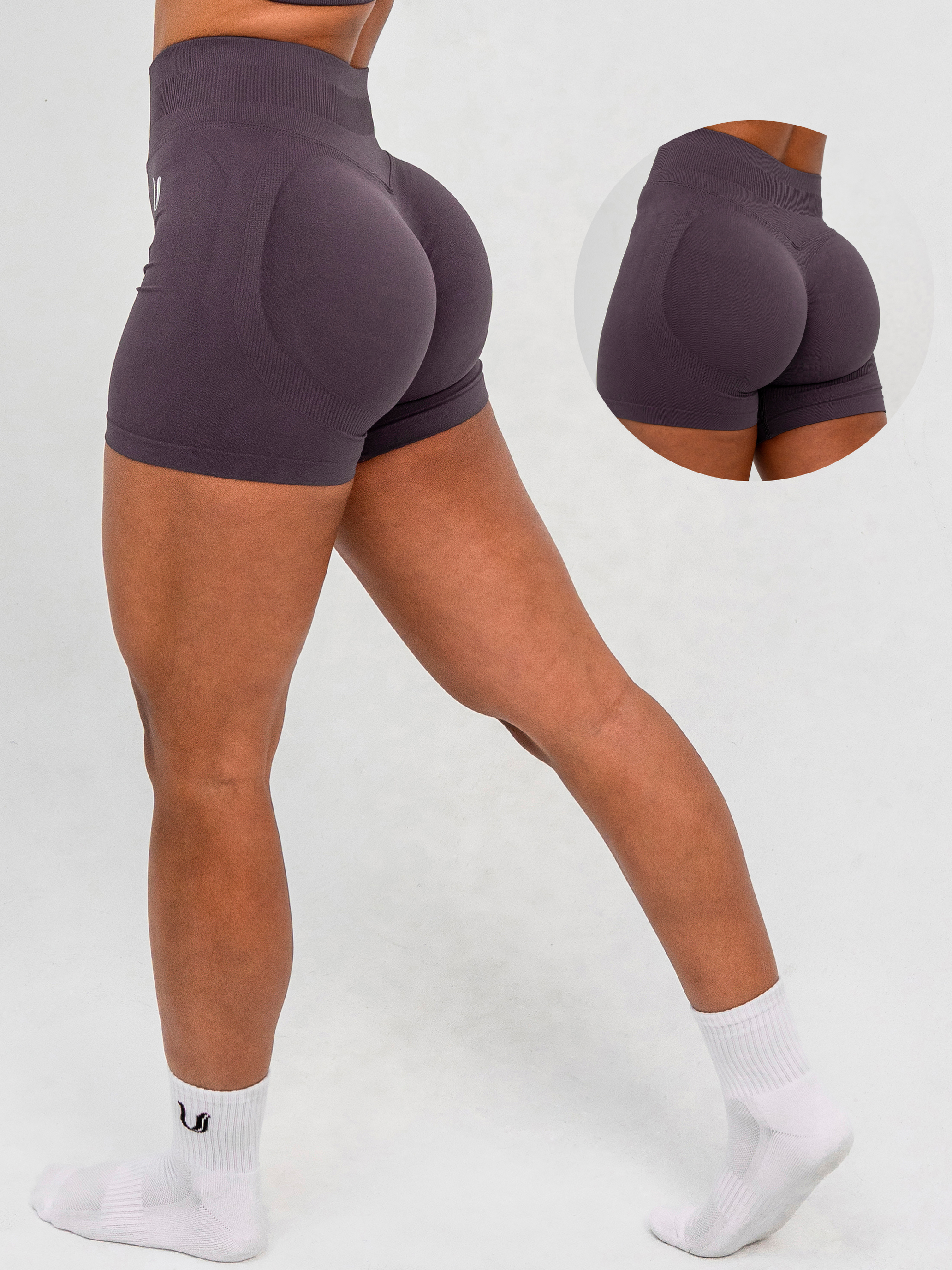 Luna | Short Scrunch Sin Costuras Premium - Lila empolvado