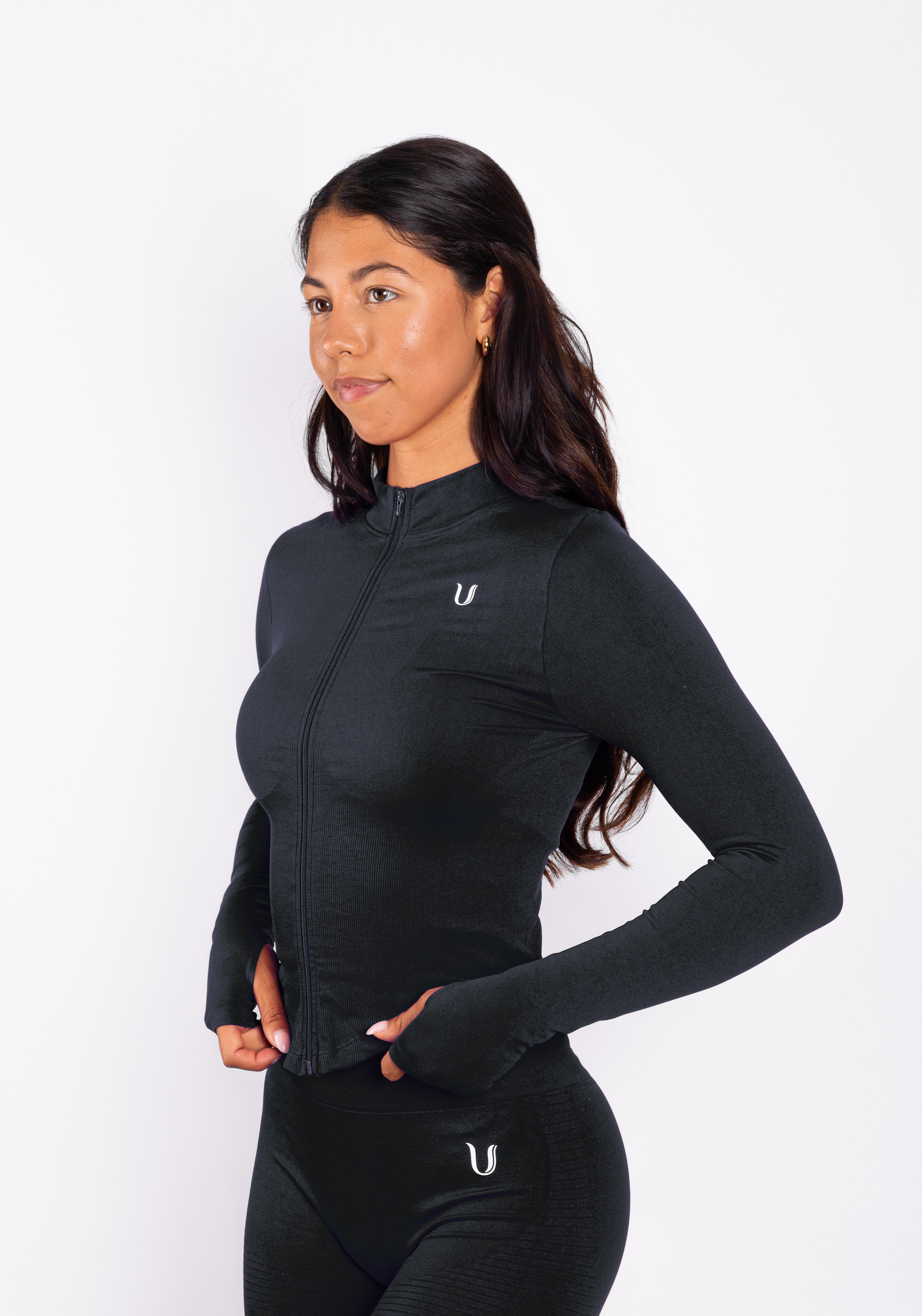 Bibi | Chaqueta con Cremallera Acanalada Seamless – Rojo