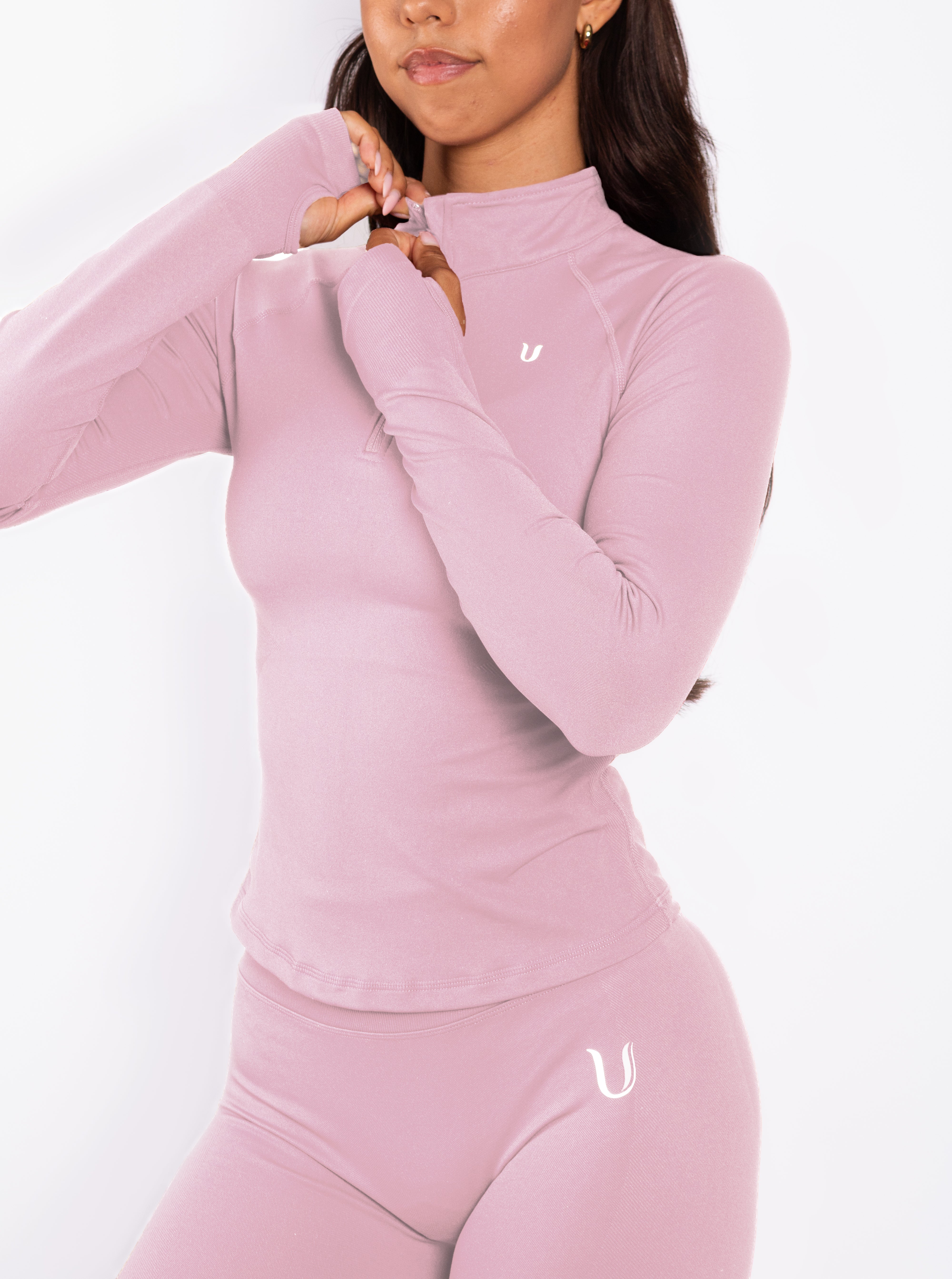 Beau | Half Zip Top Manga Larga Rosa