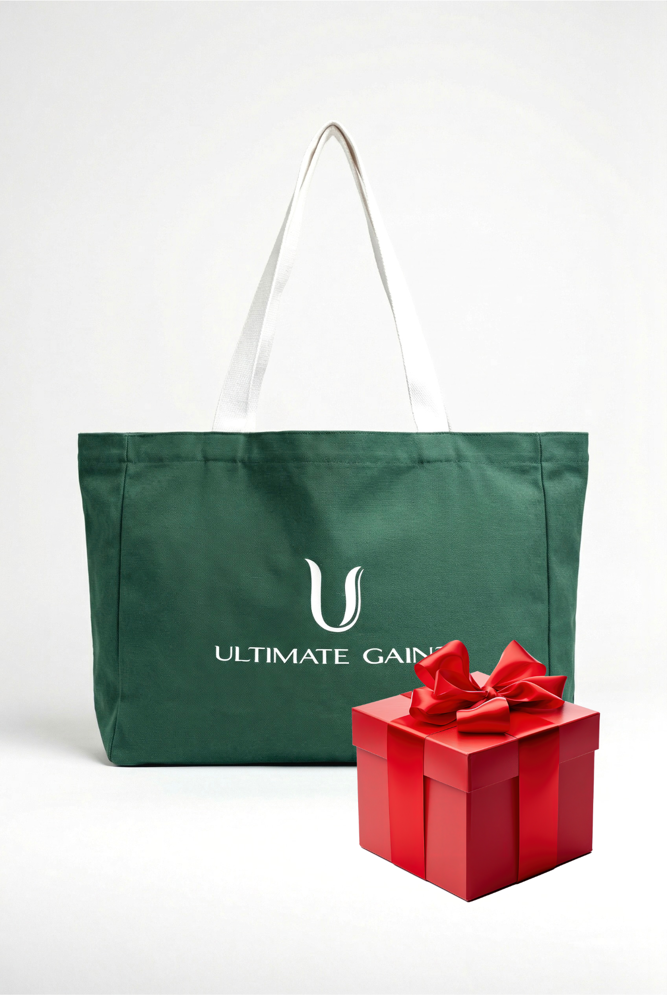 Ultimate Gainz Signature Tote Bag + 1 Par de Calcetines – Verde Bosque