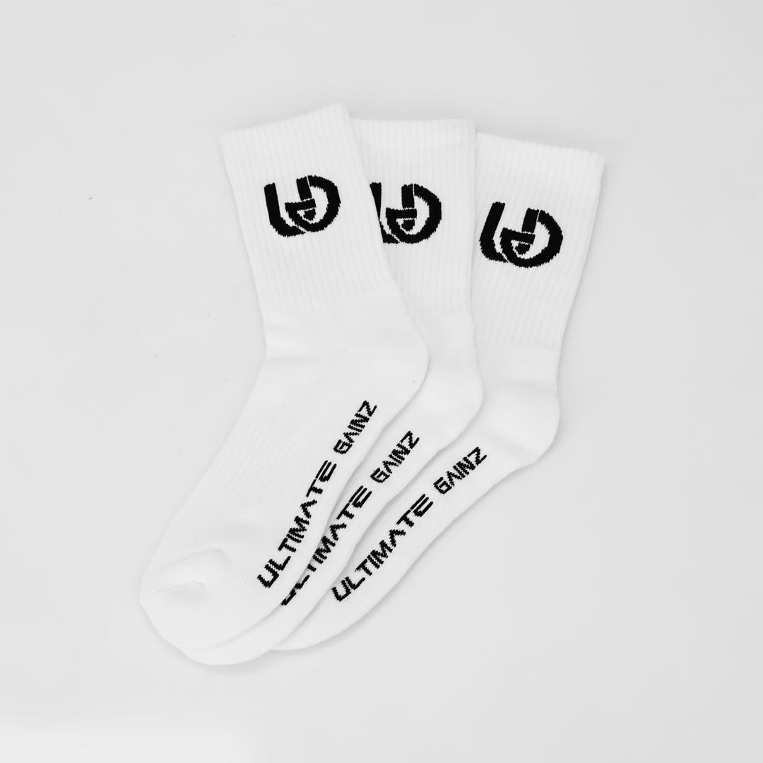 Ultimate Gainz - Calcetines de Rendimiento Unisex - Blanco 1 Par