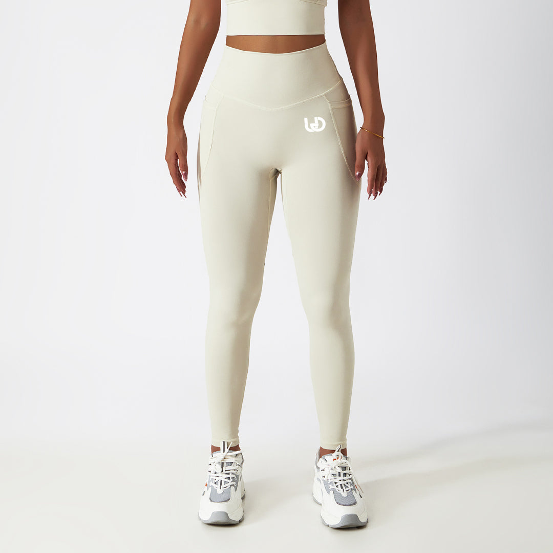 Palmer | Legging Met Zakken Ivory - Ultimate Gainz